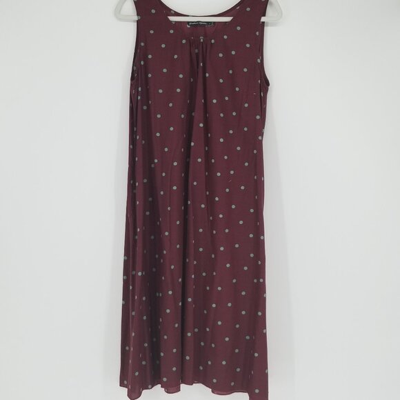 Gudrun Sjoden M/L Aubergine Cotton Dress w/Polka dots, Versatile Layerable Looks - Picture 1 of 4
